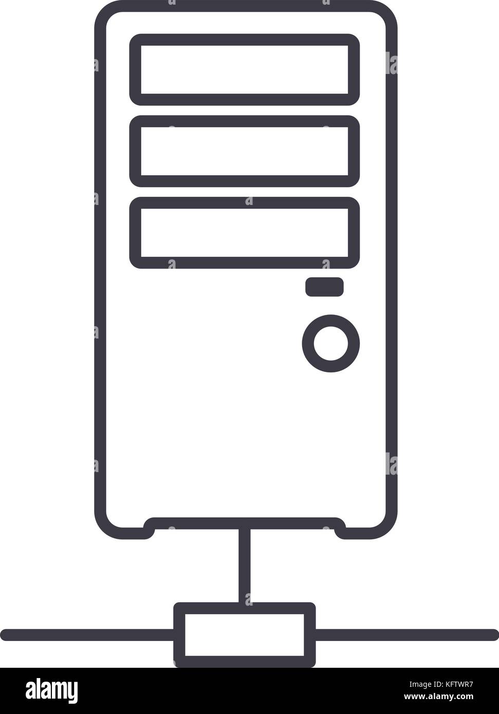 network server vector line icon, sign, illustration on background ...
