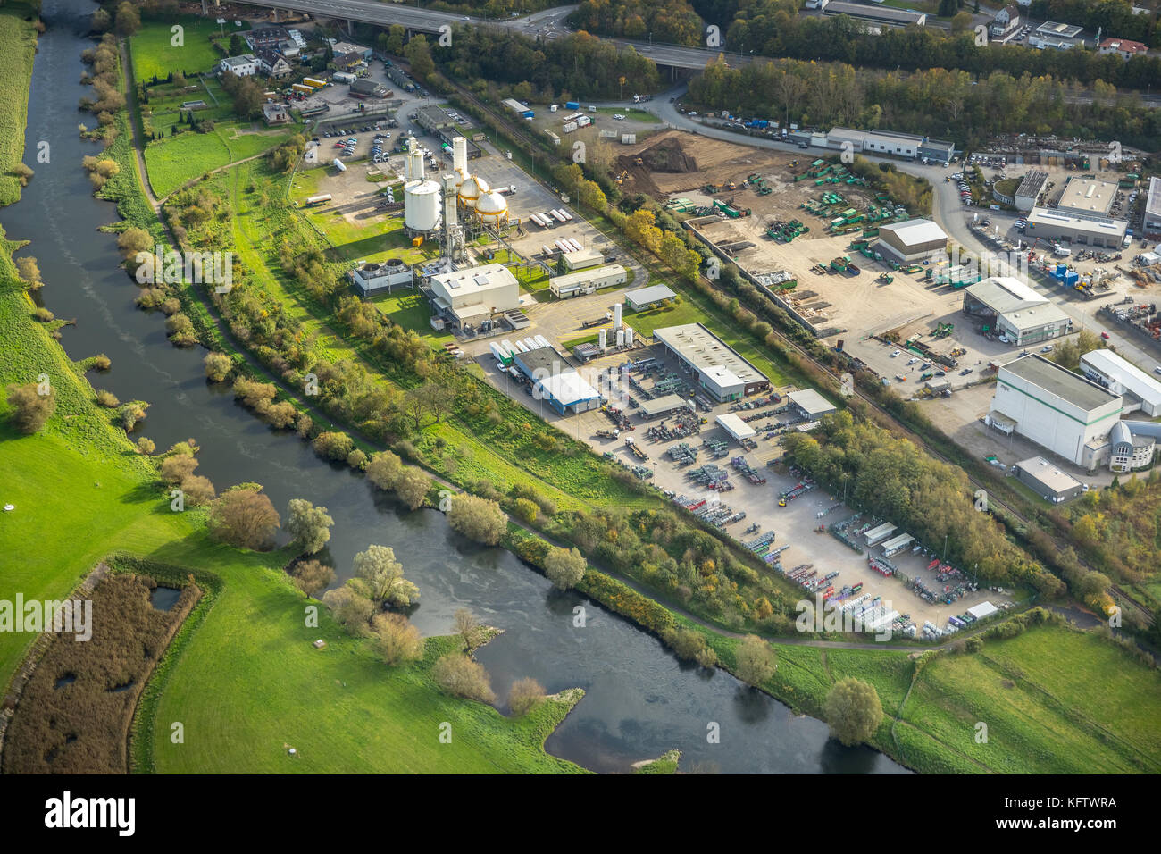 Air products, industrial gases company in the industrial area Henrichshütte calm, supplier of oxygen, nitrogen, argon, helium and hydrogen, medical an Stock Photo