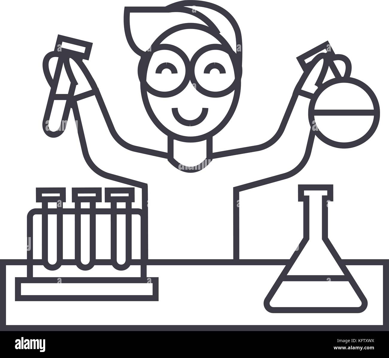 science in school, lab tests vector line icon, sign, illustration on