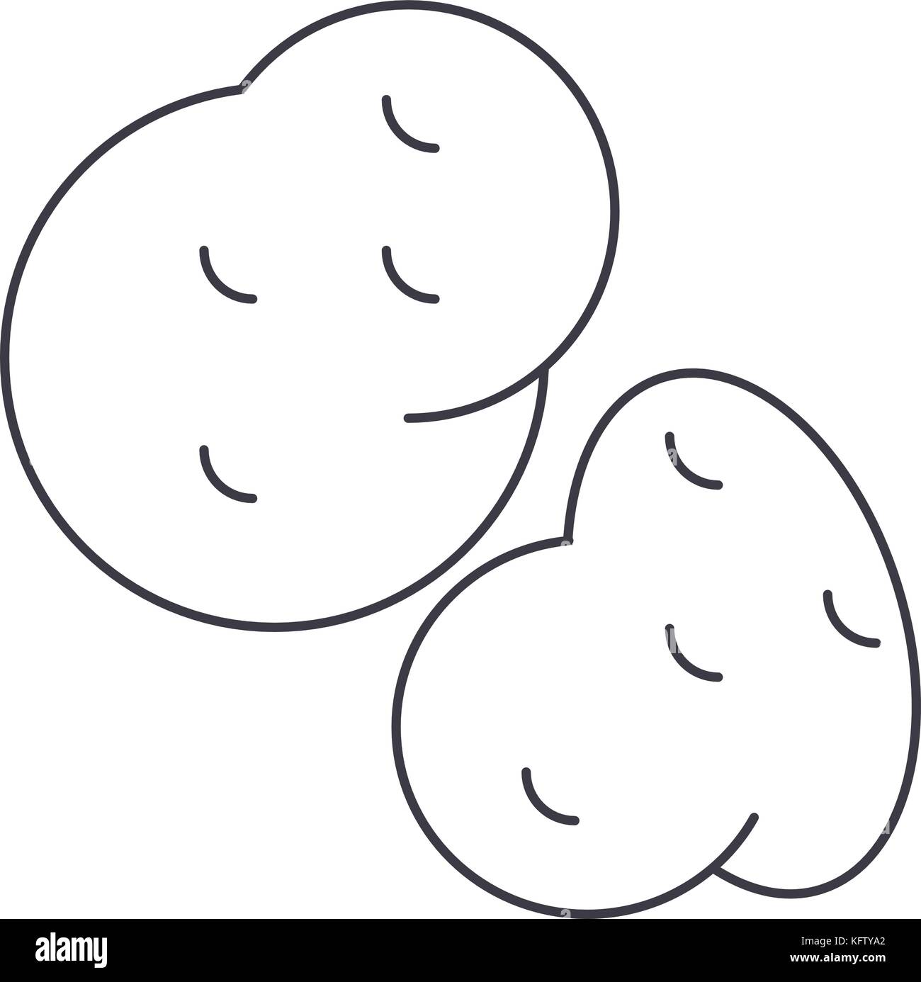 potato vector line icon, sign, illustration on background, editable ...