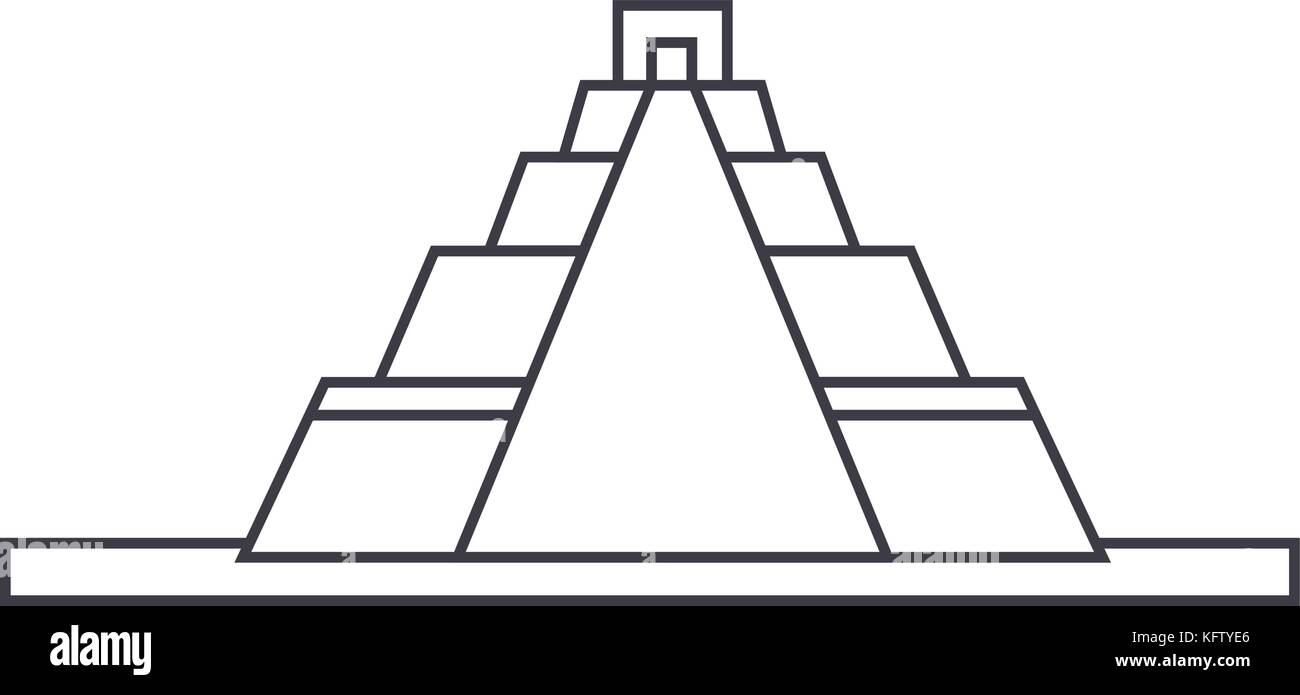 pyramid vector line icon, sign, illustration on background, editable ...