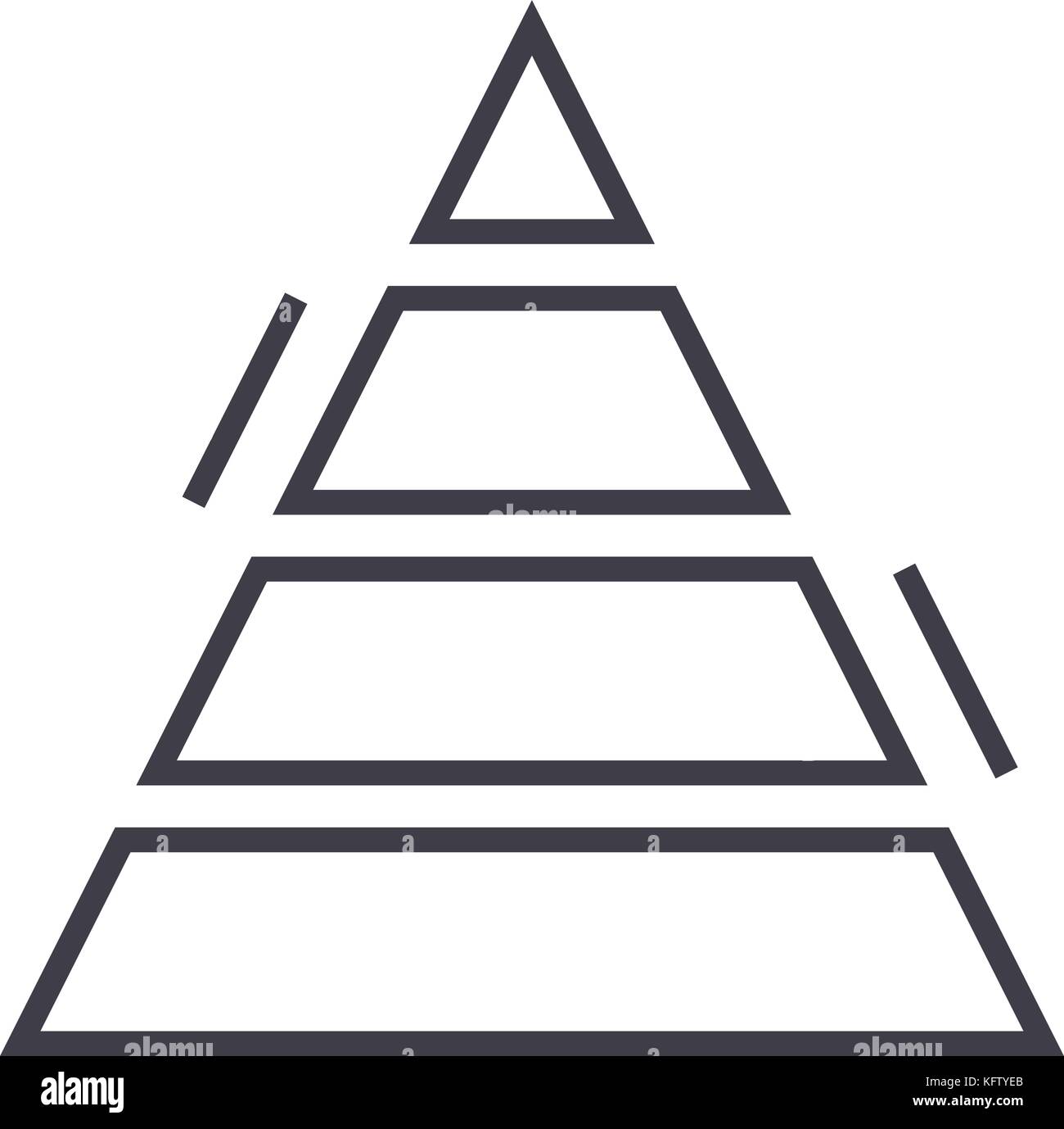 pyramid chart vector line icon, sign, illustration on background ...