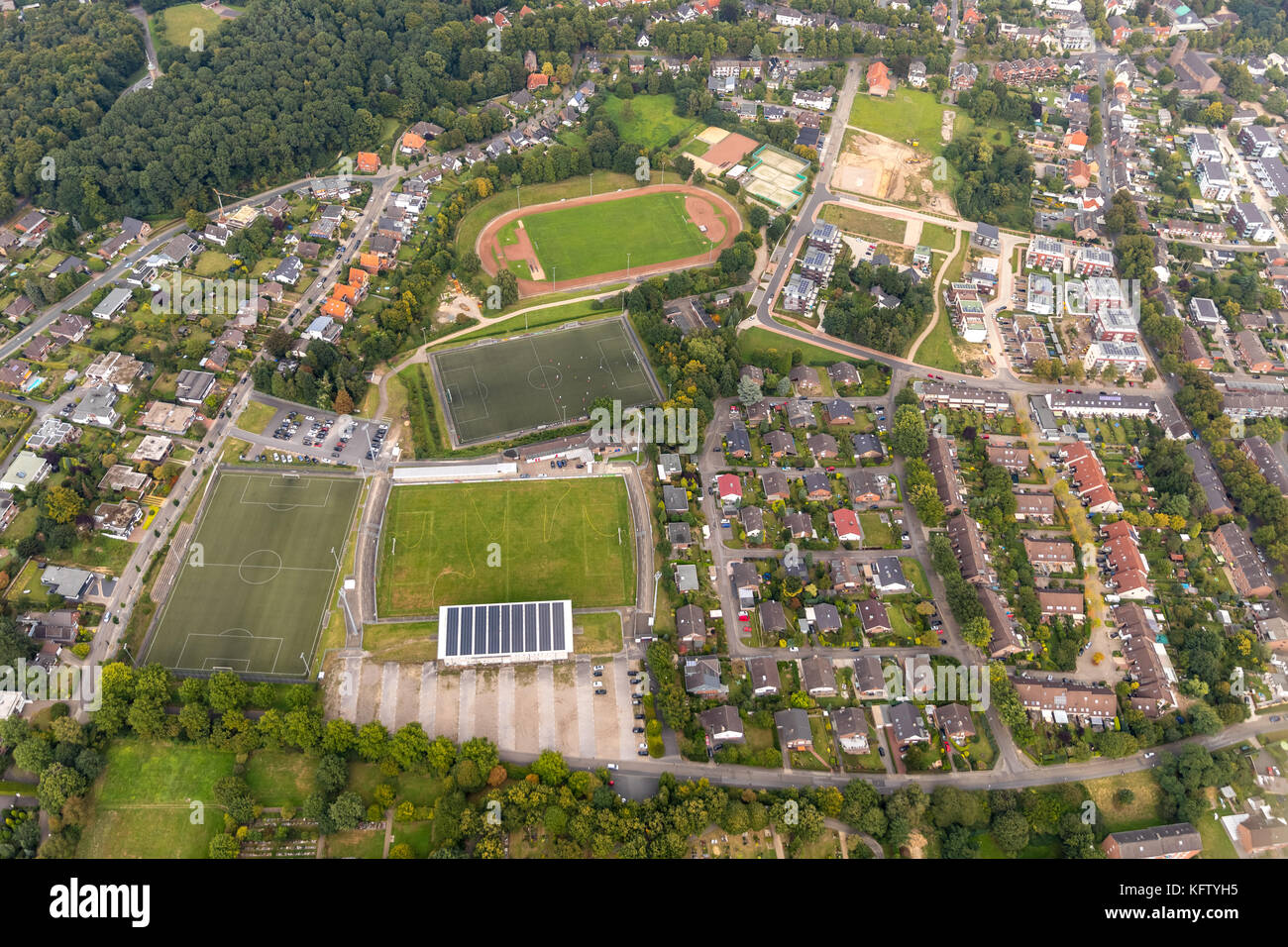Fußballstadion, Gustav-Hoffmann-Stadion, Sportanlagen,  Kleve, Niederrhein, Nordrhein-Westfalen, Deutschland Stock Photo