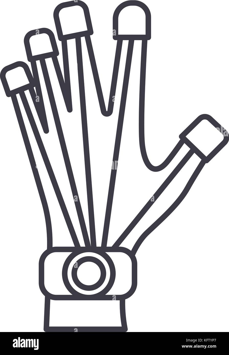 robotics hand vector line icon, sign, illustration on background ...