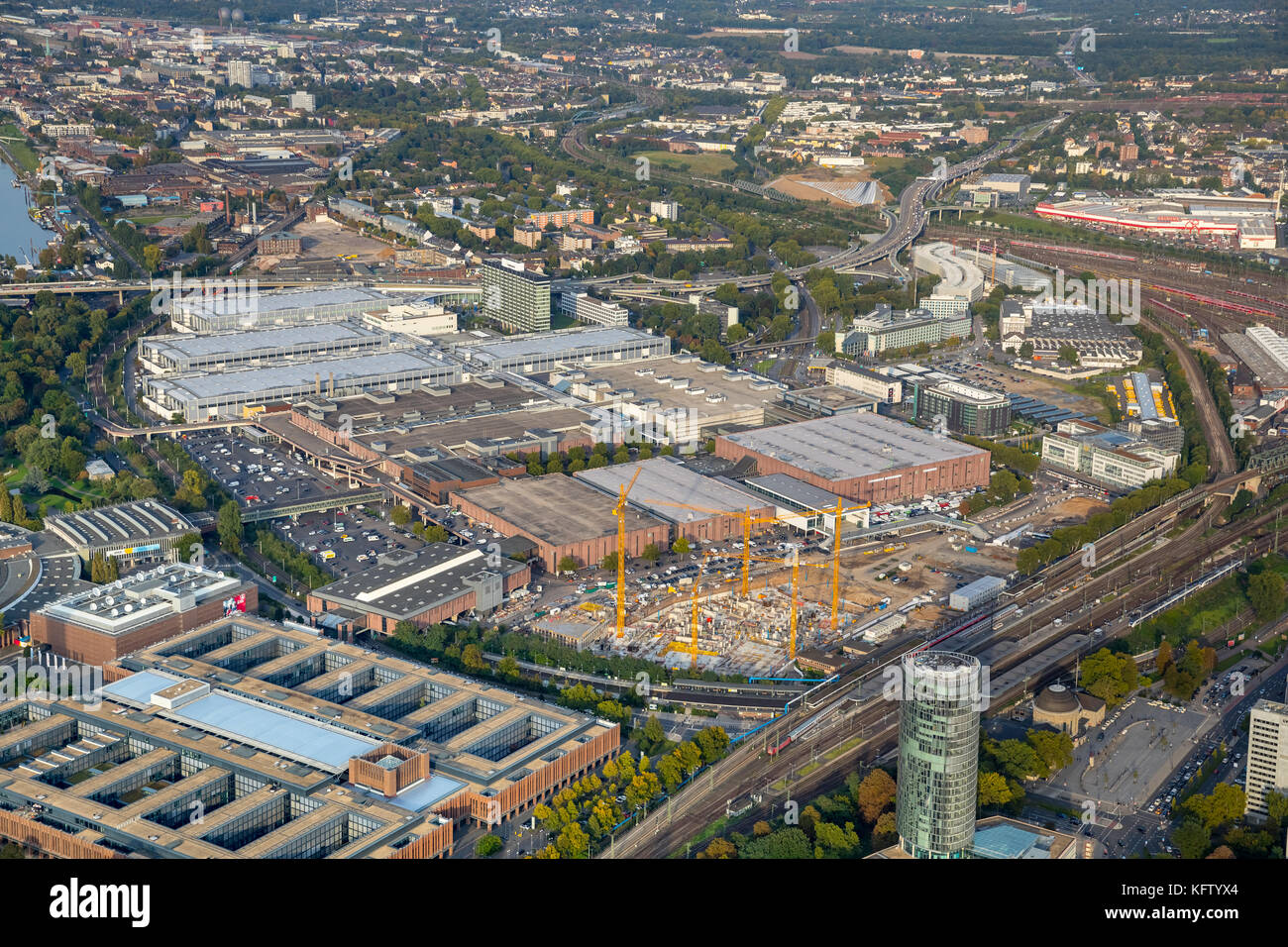 Construction site of the Fair City, the new headquarters of the Zurich insurance, Leichlinger Street, Cologne Trade Fair, Cologne, Rhineland, North Rh Stock Photo