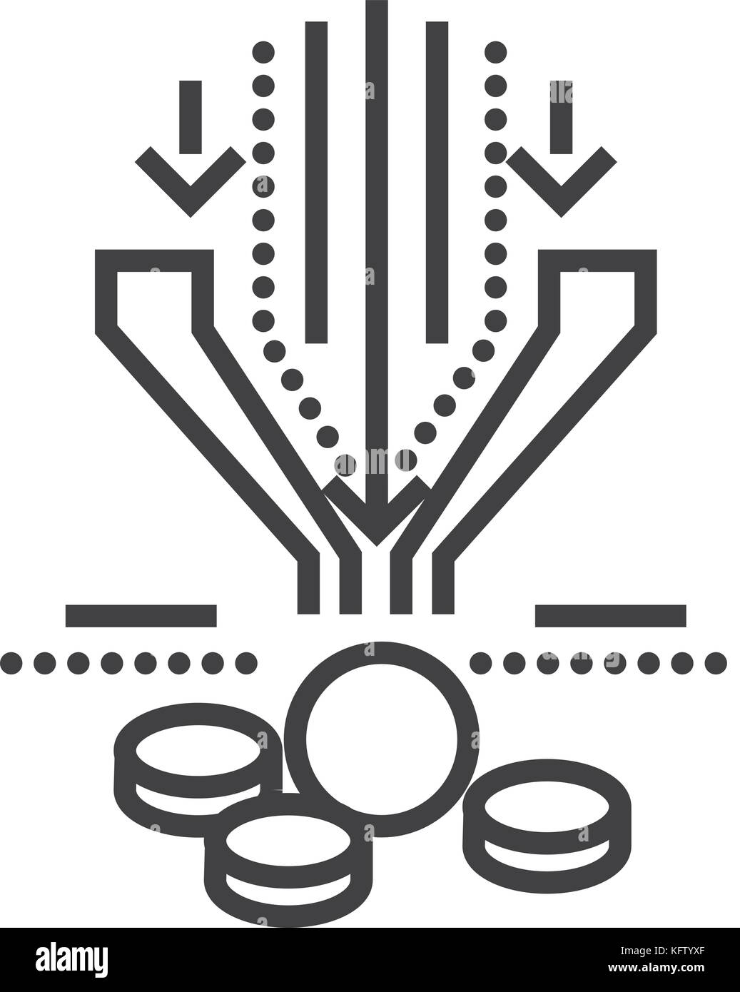 sales funnel vector line icon, sign, illustration on background ...