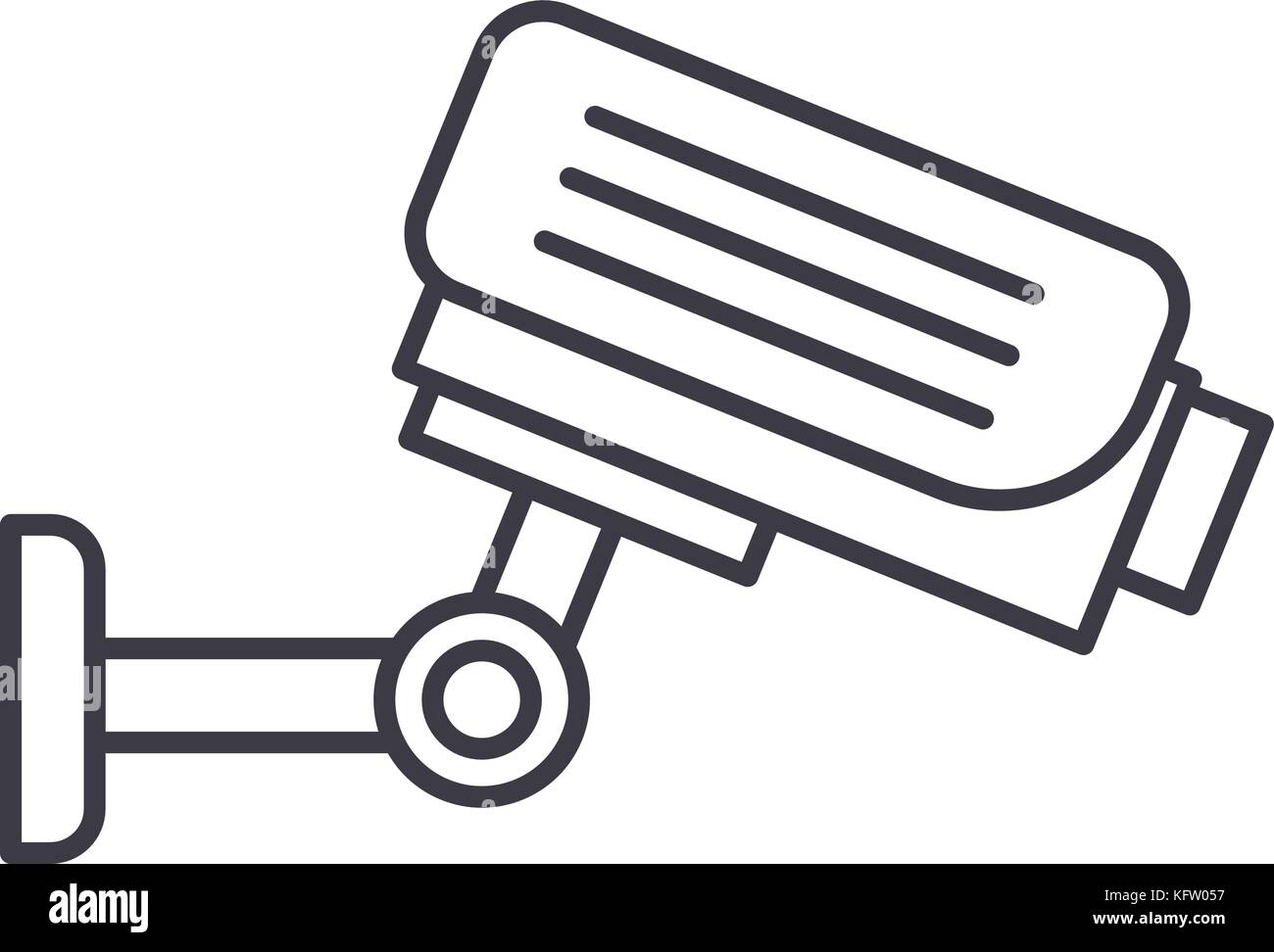 security camera vector line icon, sign, illustration on background ...