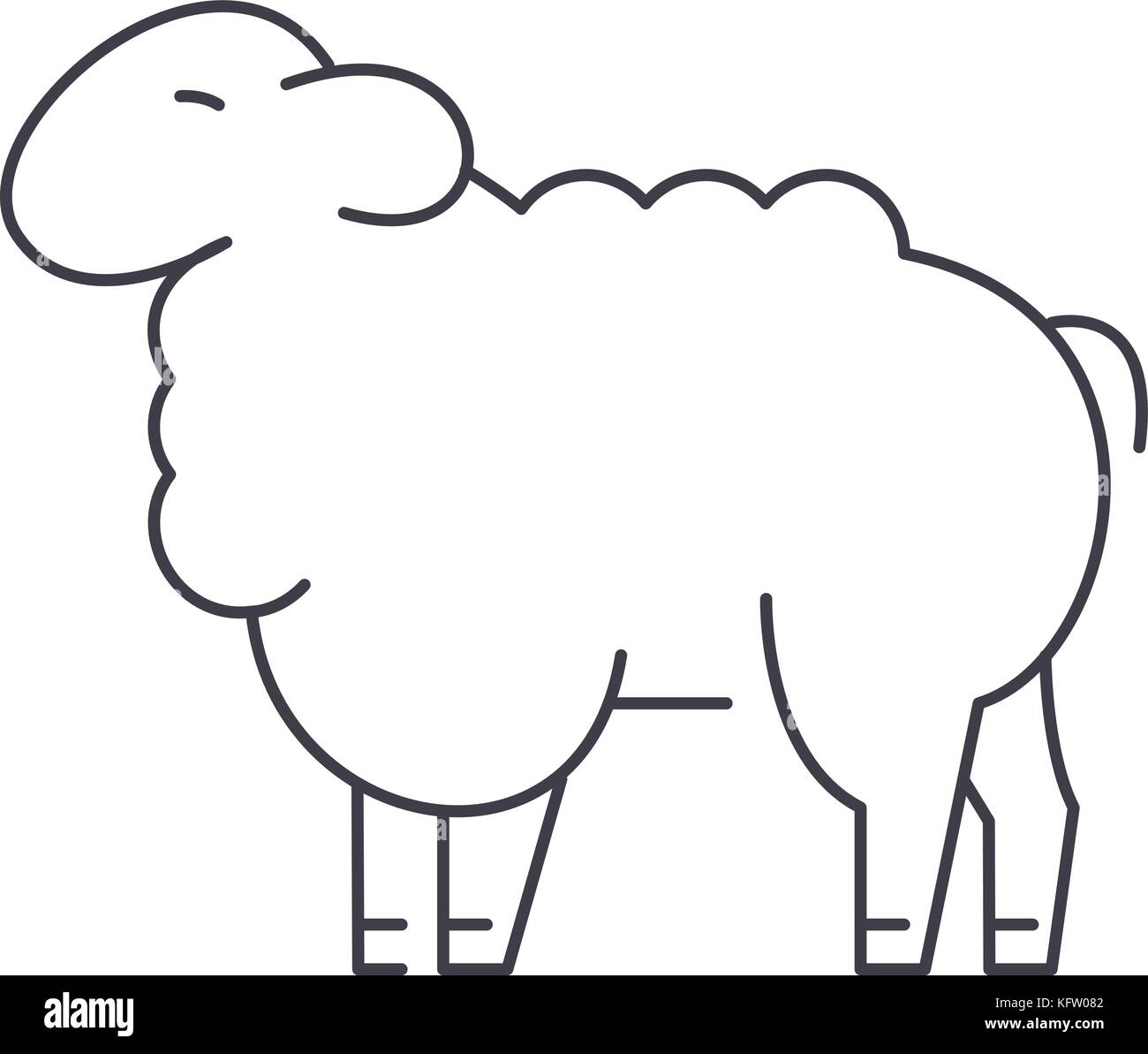 sheep vector line icon, sign, illustration on background, editable ...