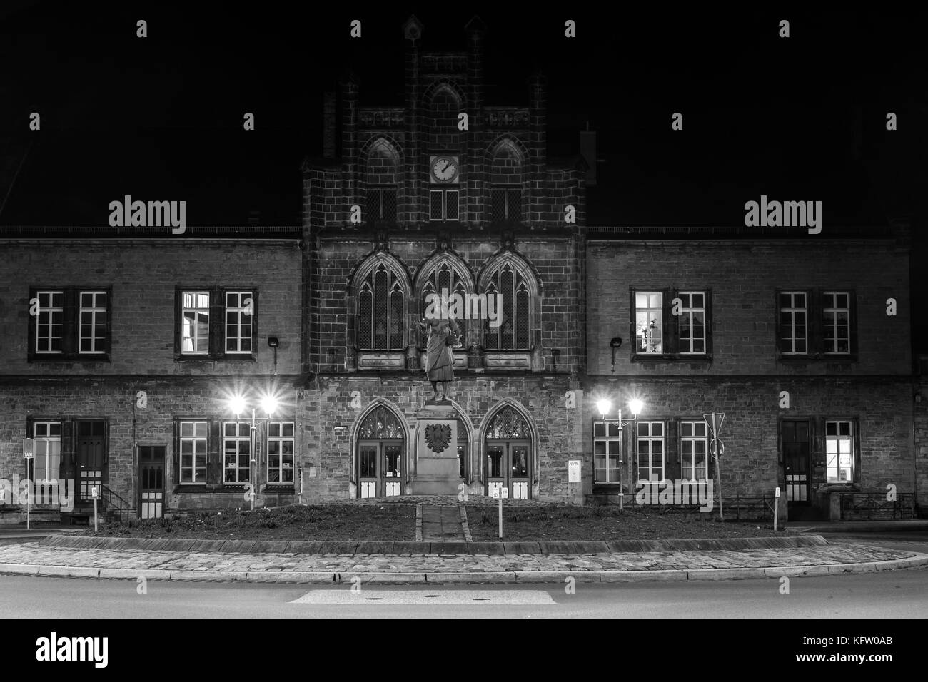 Bahnhof Quedlinburg Nachtaufnahme Stock Photo