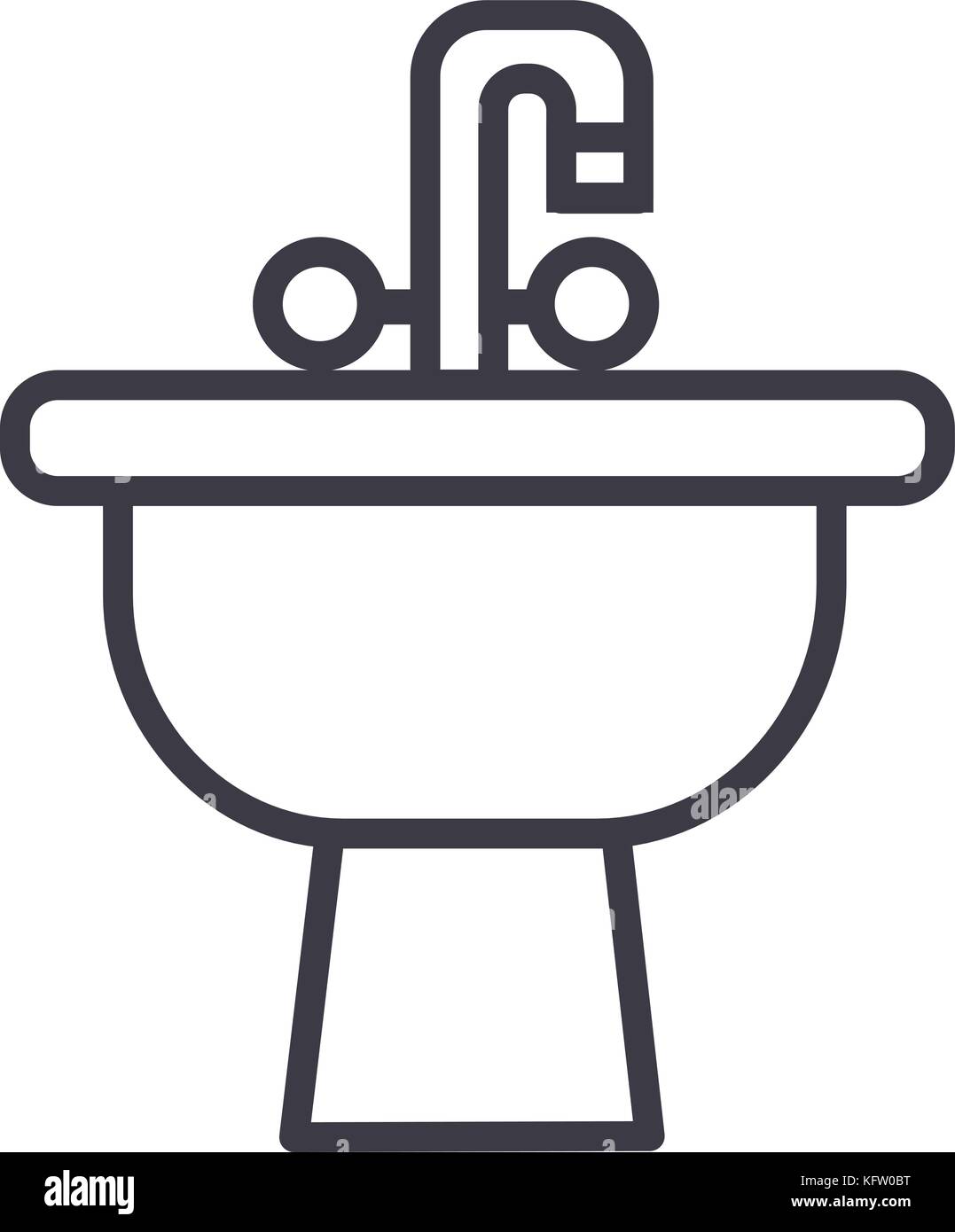 sink with tap vector line icon, sign, illustration on background ...