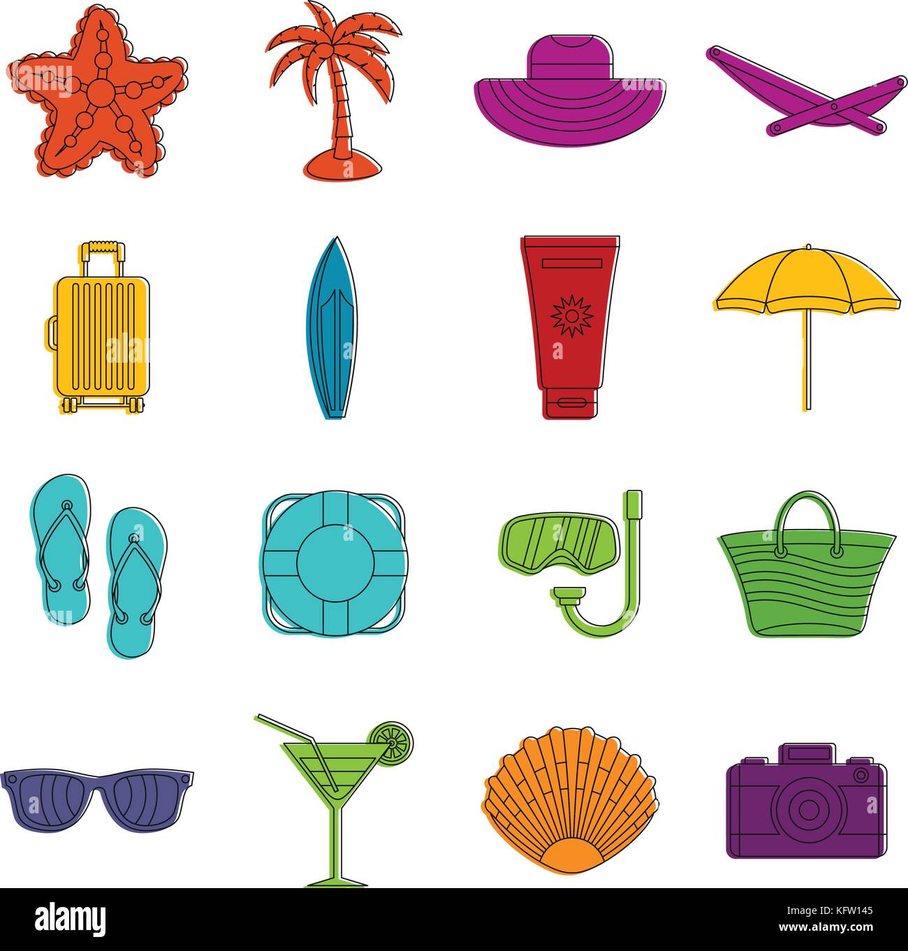 Summer rest icons doodle set Stock Vector Image & Art - Alamy