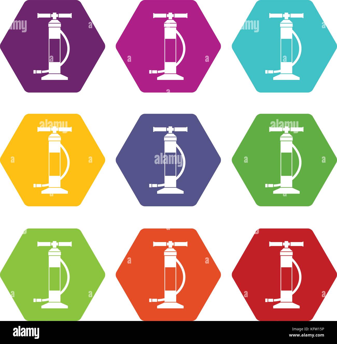 Hand air pump icon set color hexahedron Stock Vector Image & Art - Alamy