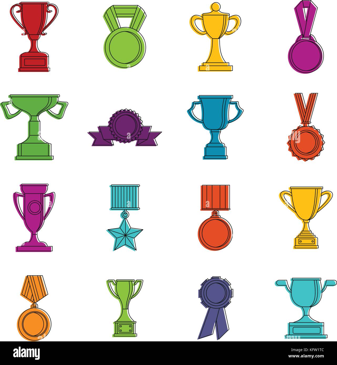 Trophy icons doodle set Stock Vector Image & Art - Alamy