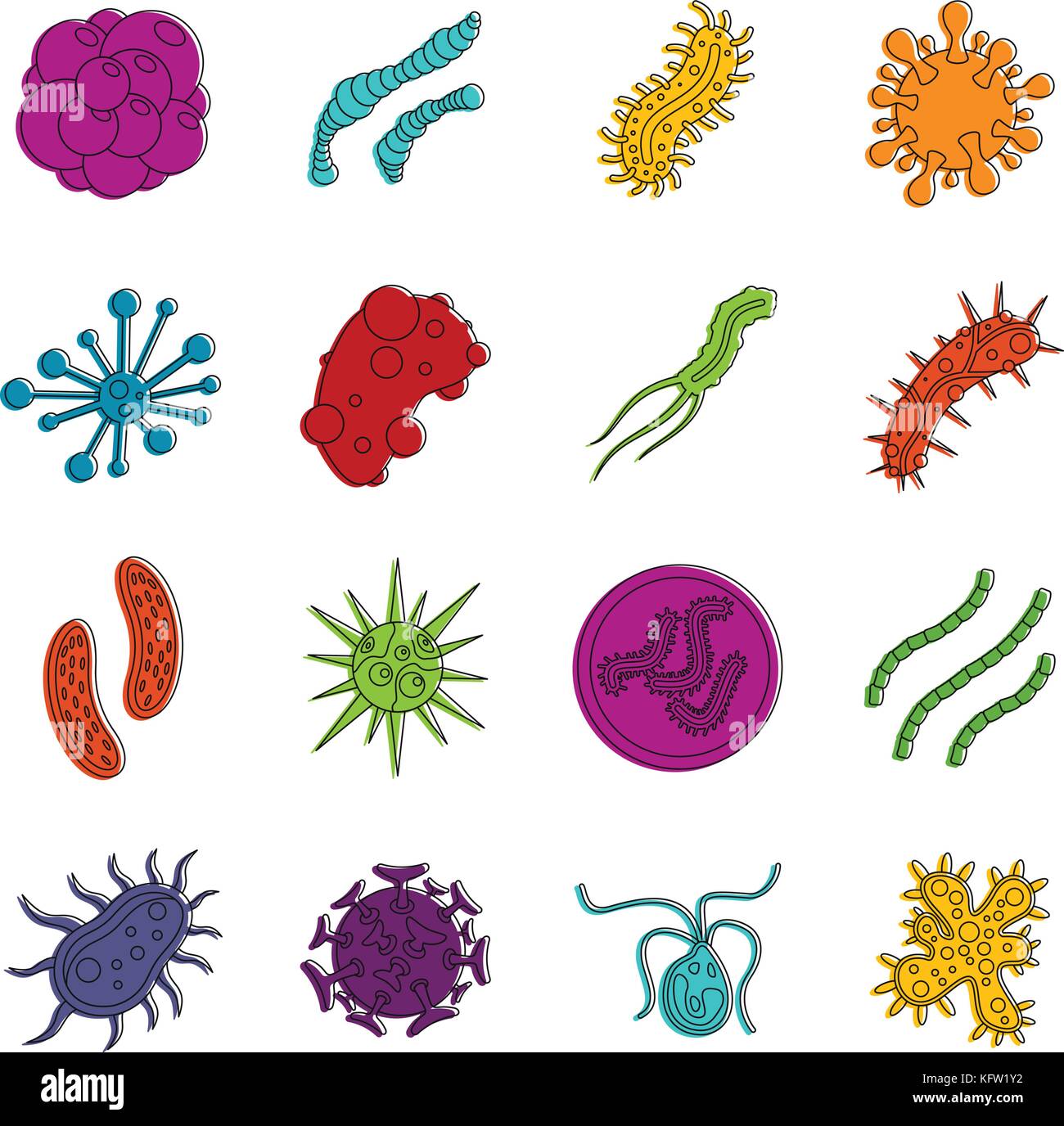 Virus bacteria icons doodle set Stock Vector Image & Art - Alamy