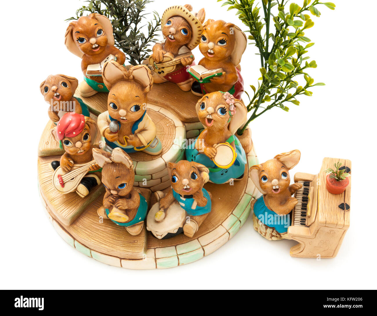 Pendelfin Studios stoneware band stand with singers and musicians, made in Burnley, Lancashire, England. Stock Photo
