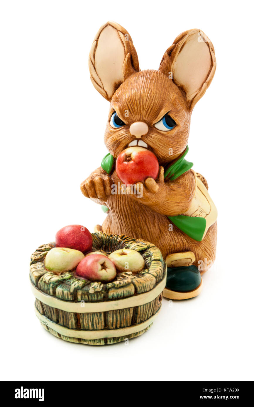 Pendelfin Studios handmade stoneware 'Scrumpy' rabbit figurine, made in Burnley, Lancashire, England Stock Photo