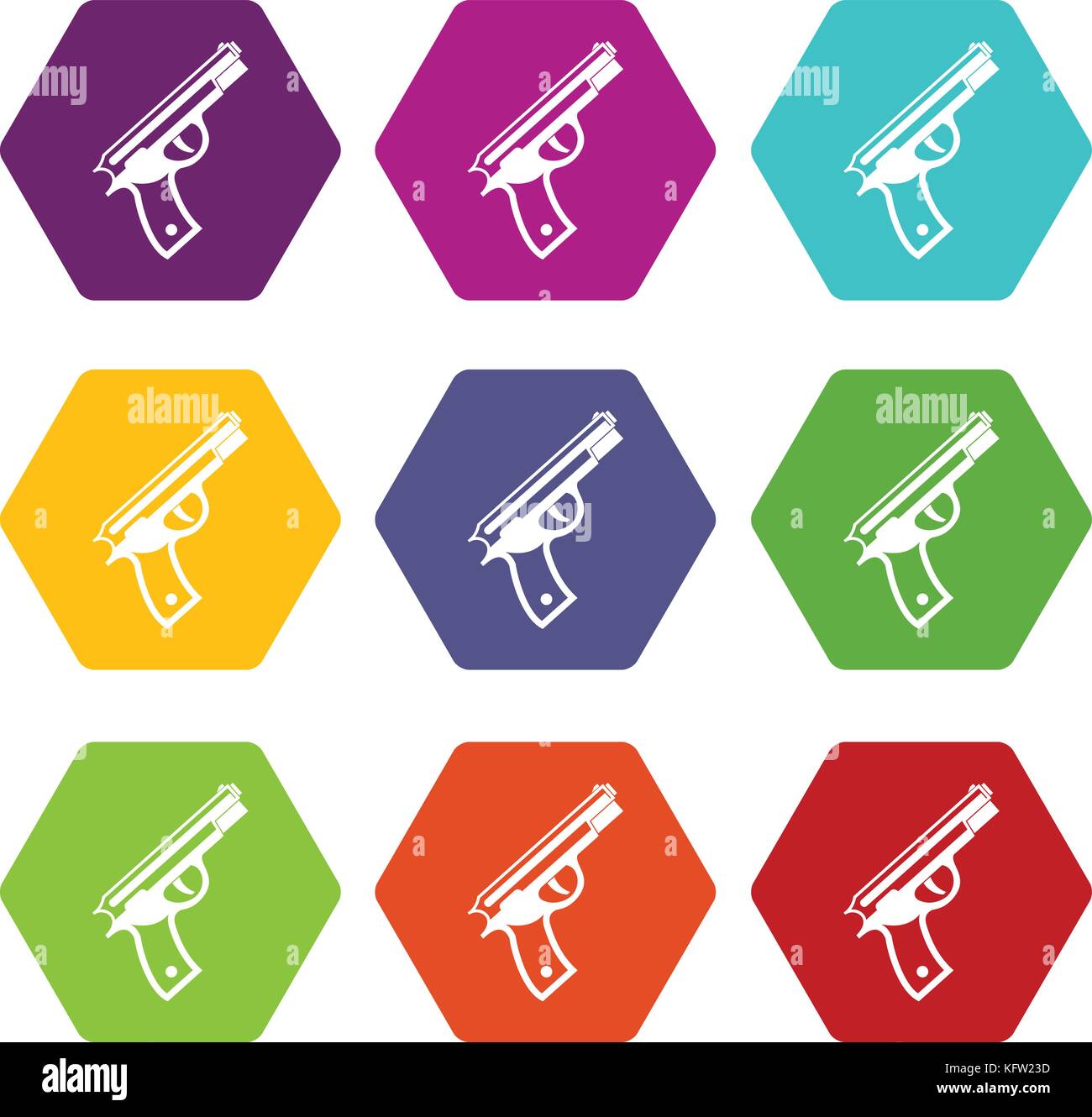 Gun icon set color hexahedron Stock Vector Image & Art - Alamy