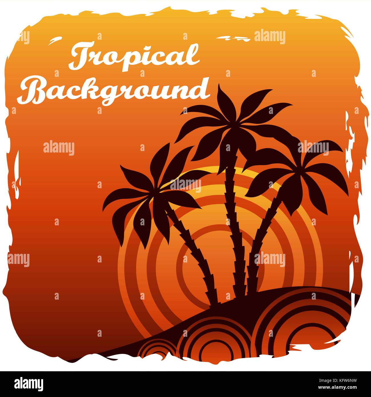 Exotic Landscape with Palm Stock Vector Image & Art - Alamy