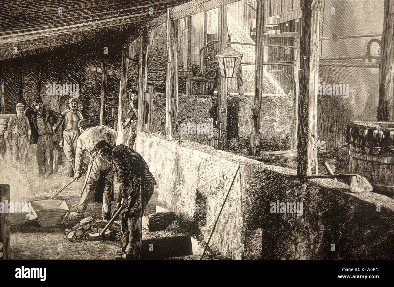 Italy Sicily - Lercarafriddi - sulfur mine 1894 - E. Ximenes Stock Photo