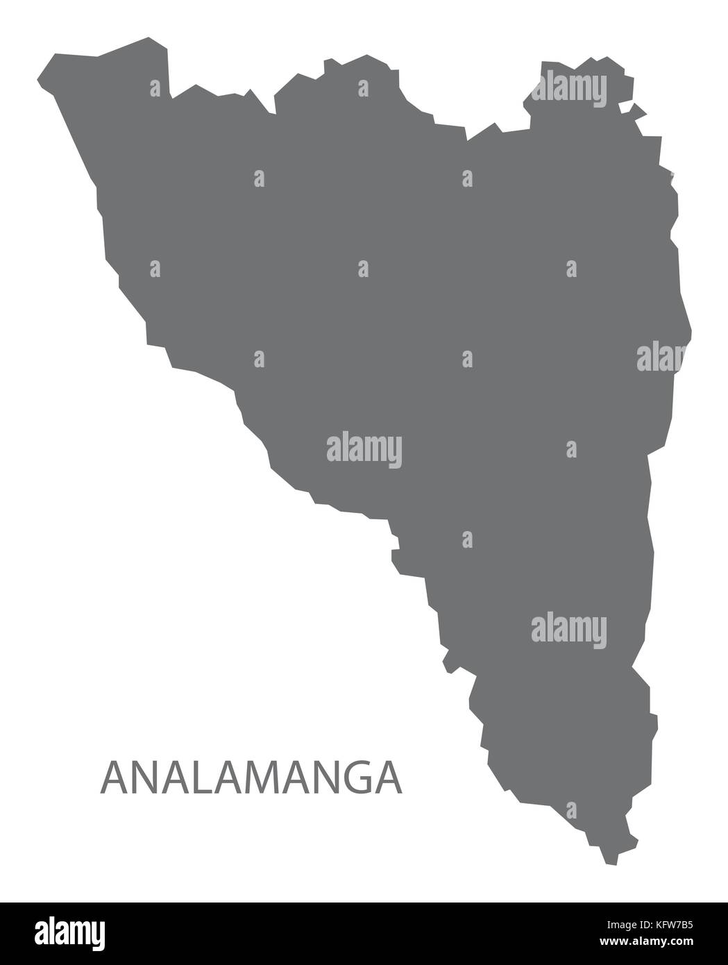 Analamanga region map of Madagascar grey illustration silhouette shape Stock Vector