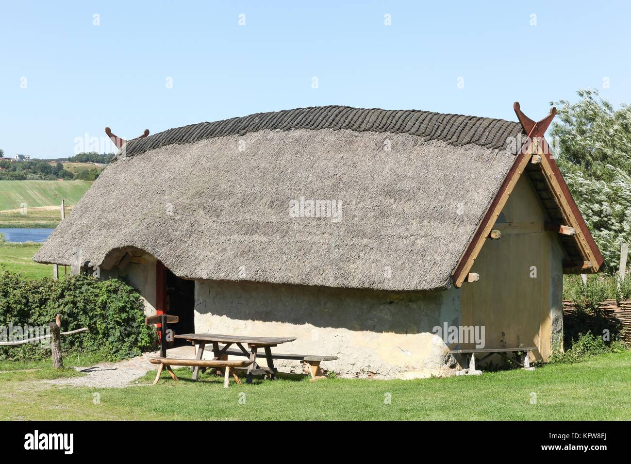 Viking house in Hobro, Denmark Stock Photo