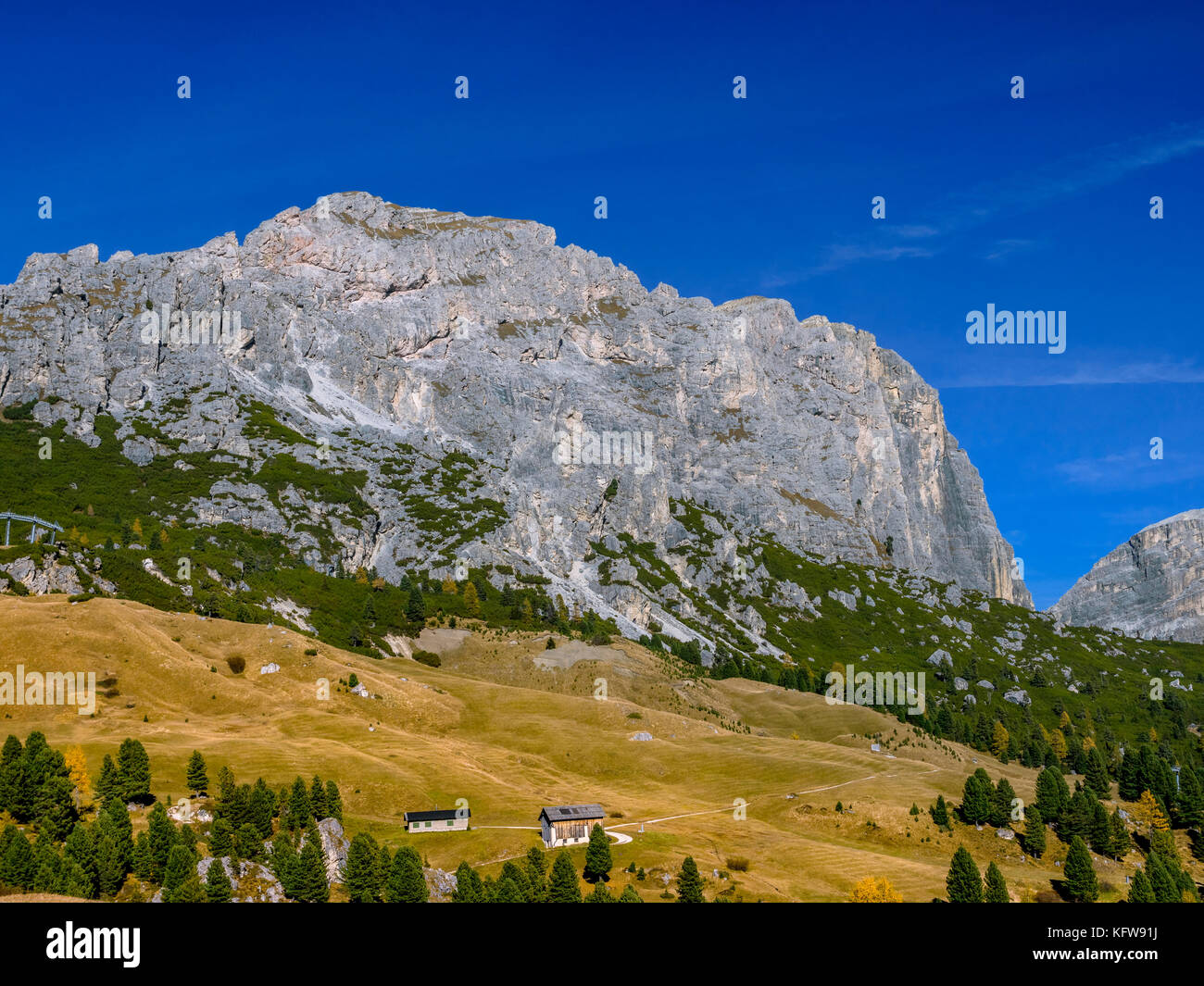 Mountain landscape on Gardena Pass, Dolomites, South Tyrol, Italy, Europe Stock Photo