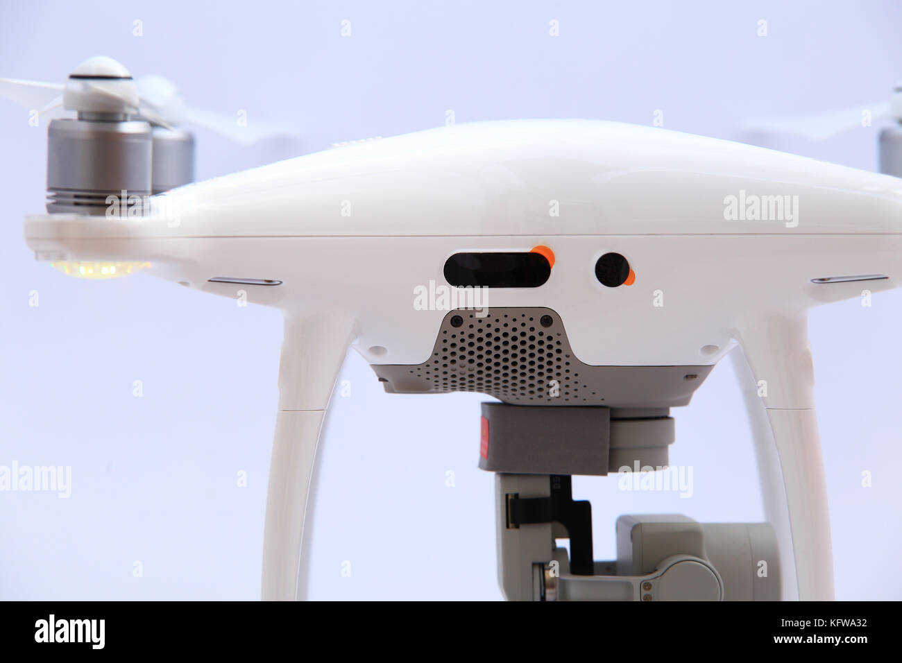 Sensors of white drone closeup. Sensors on drone Stock Photo Alamy