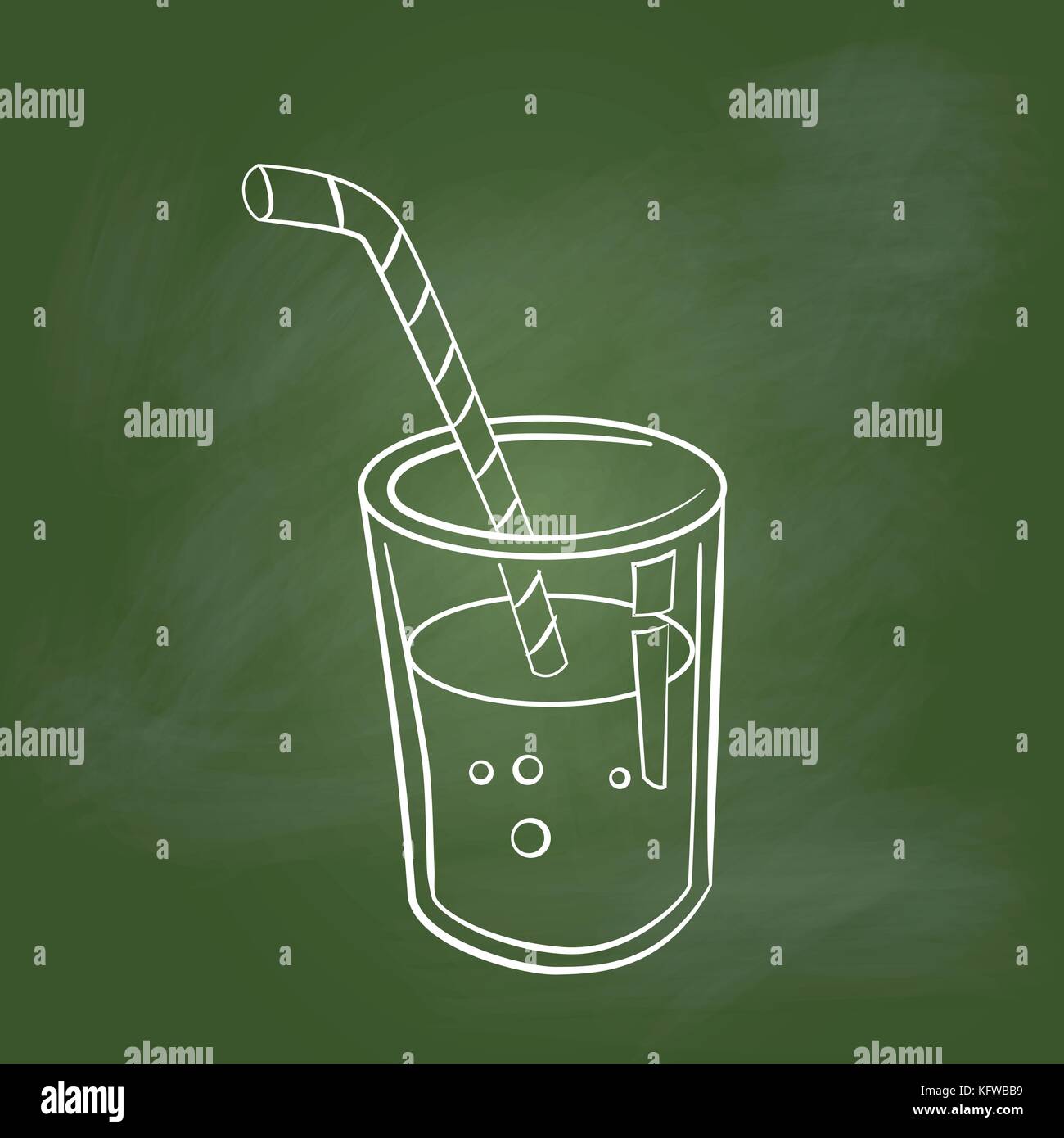 Hand drawing Glass of Juice, cartoon style Isolated on textured green