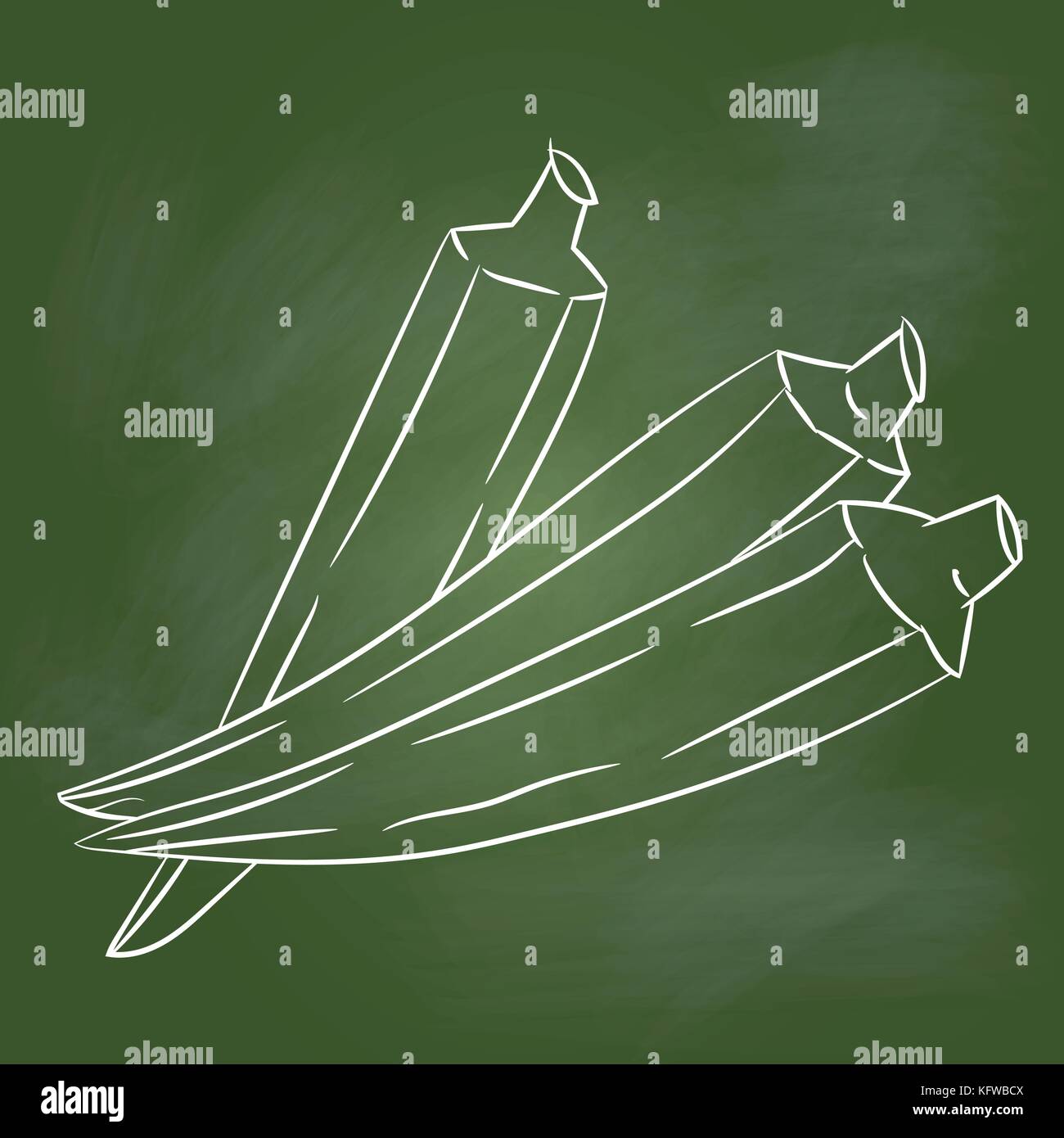 Hand drawing lady finger, cartoon style Isolated on textured green