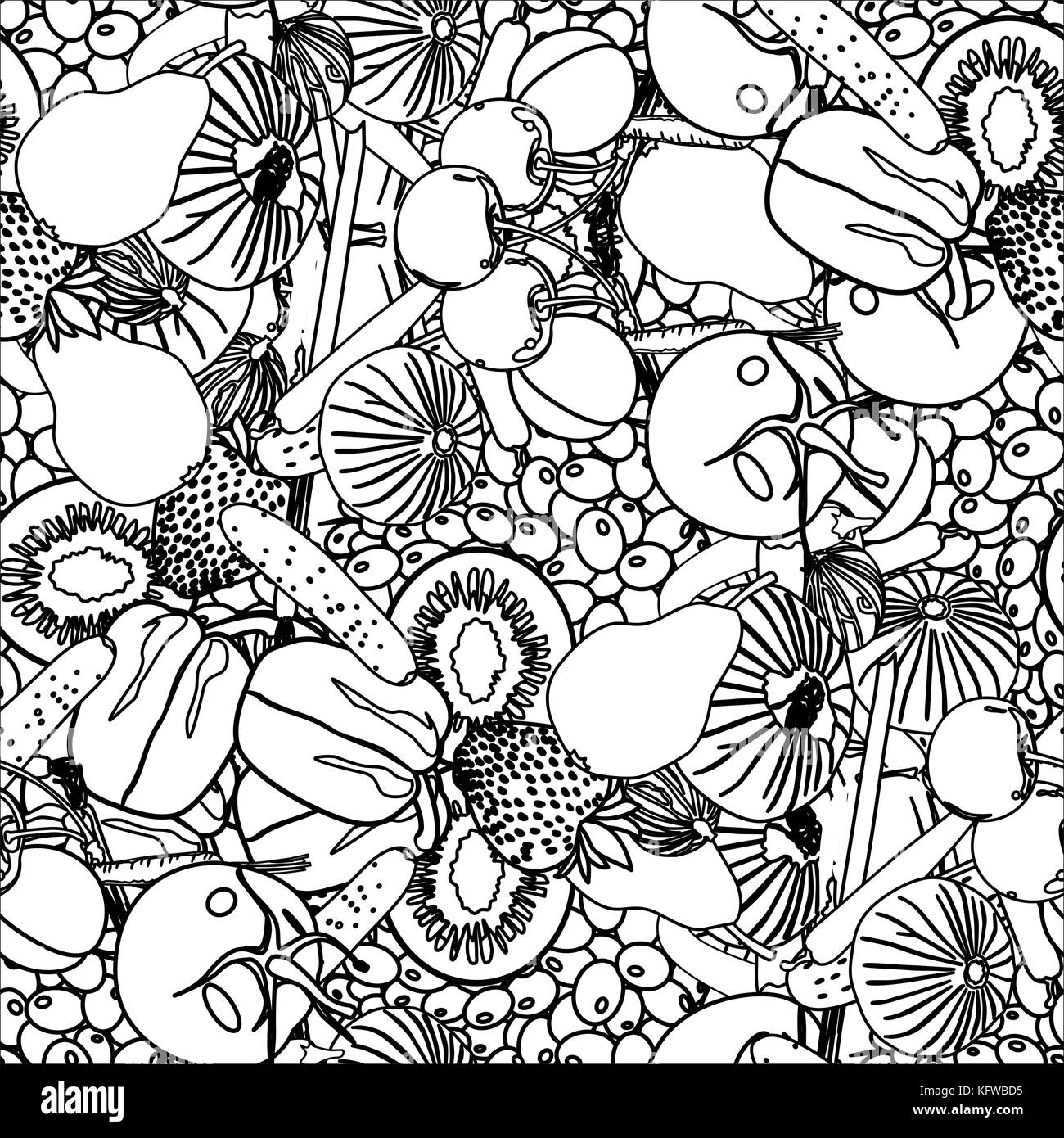 Seamless background with vegetables and fruit Vector illustration Stock ...