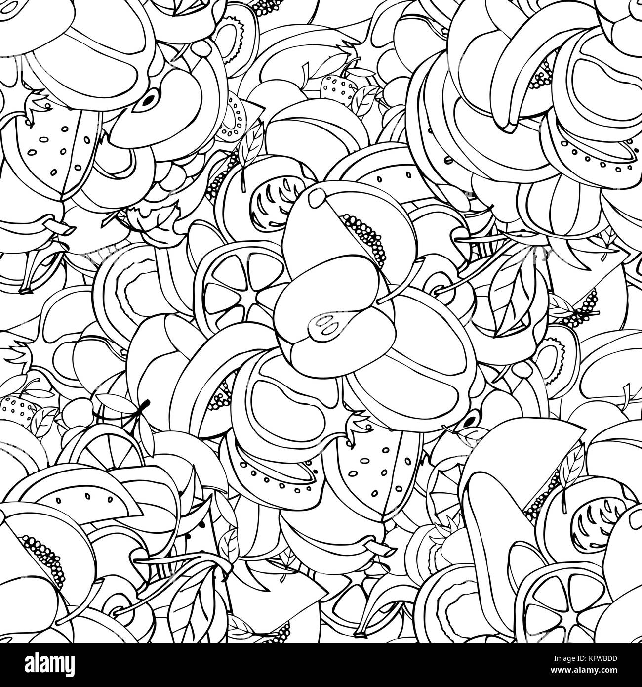 Vector Seamless Pattern of Sketch monochrome Fruits Stock Vector Image ...