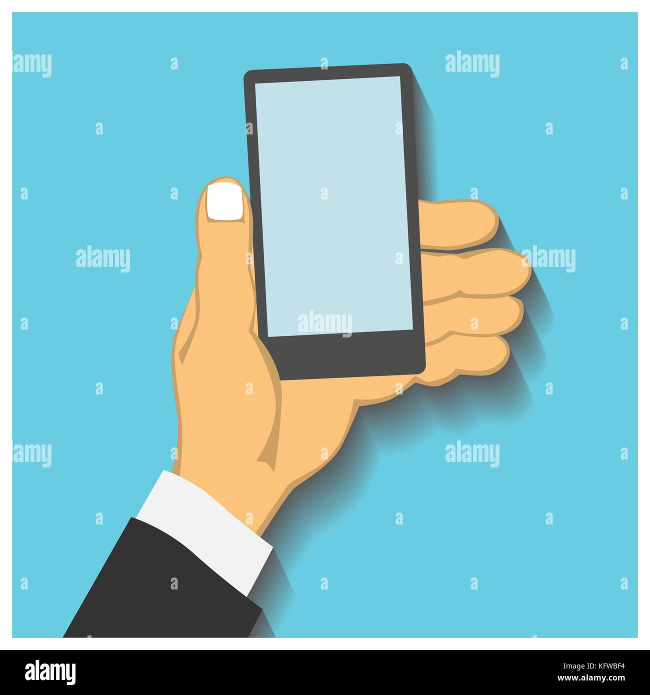 Flat design style illustration. Business hand holding smart phone ...