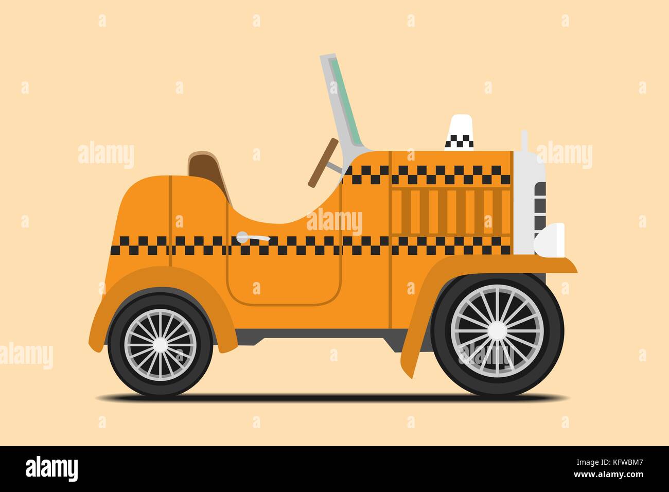 Vintage Taxi car image. Isolated, Vector illustration Stock Vector