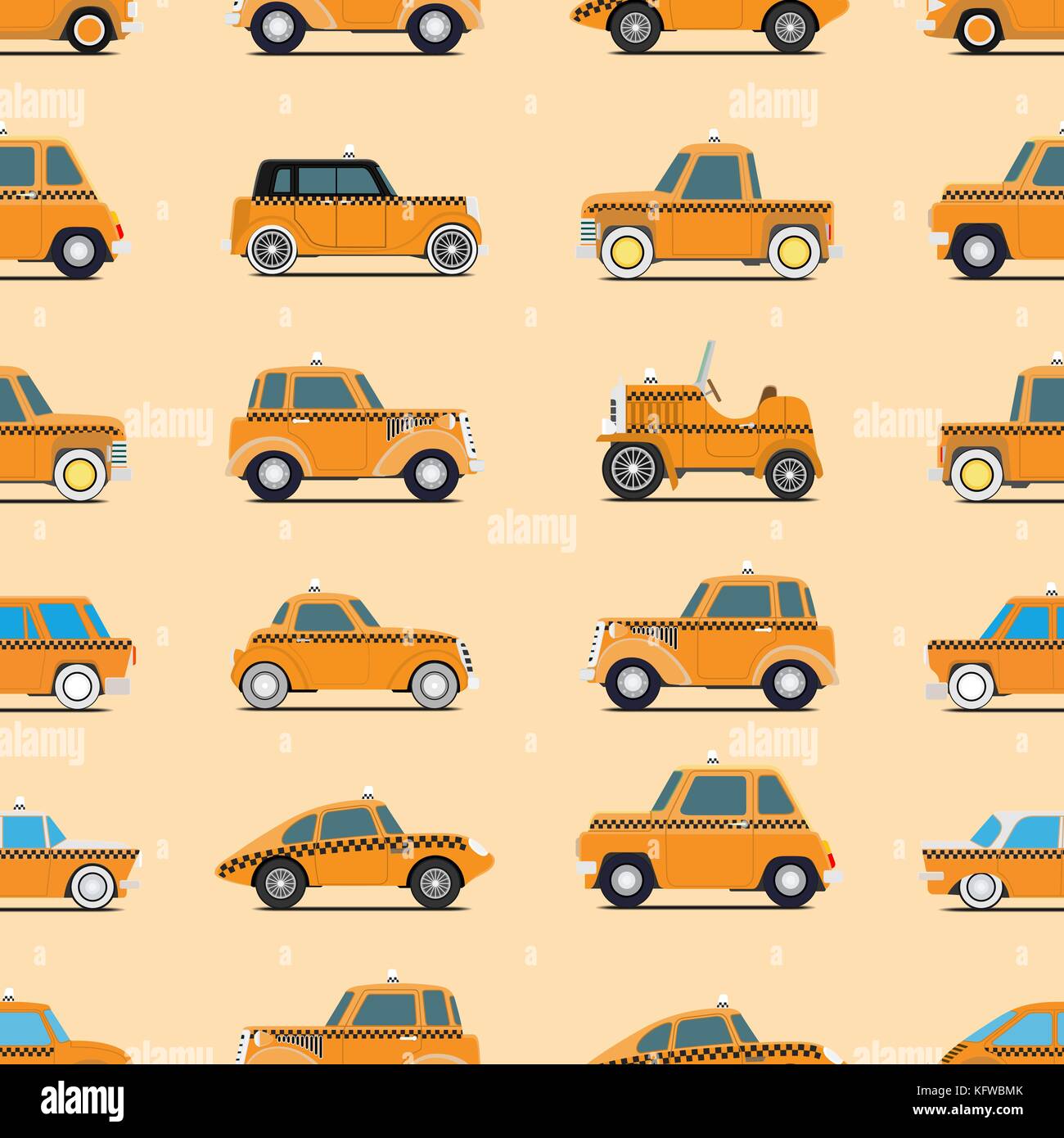 Seamless taxi car pattern. Vector illustration. Isolated Stock Vector ...