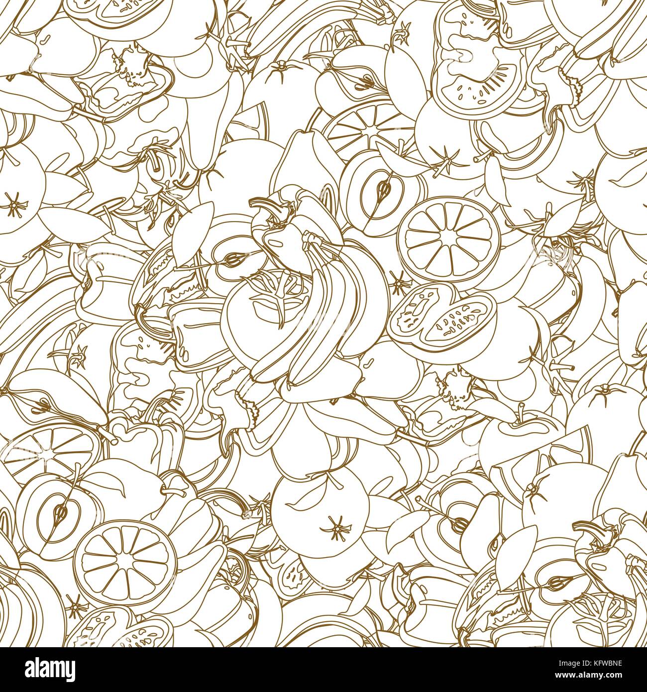 Seamless pattern with set of sweet fruits and berries. Vector ...