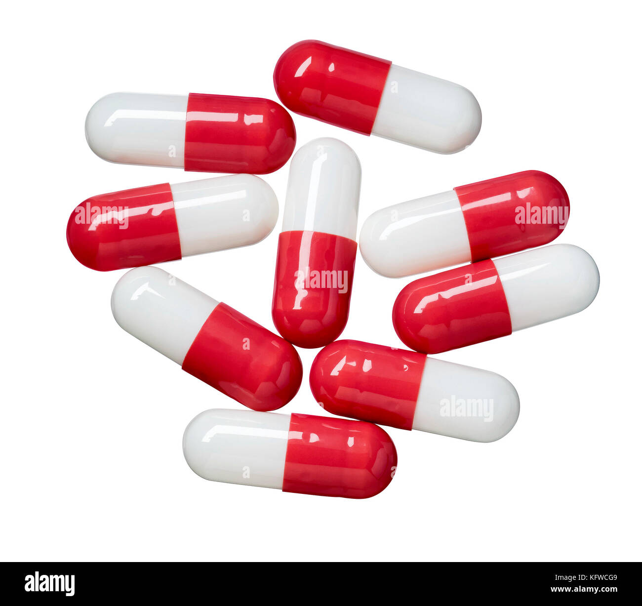 Medical Red And White Pills Isolated On White Stock Photo