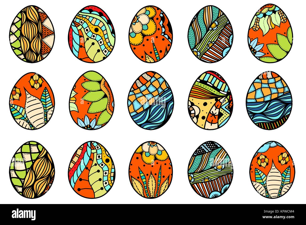 Hand drawn easter eggs set. Vector illustration, isolated on white ...