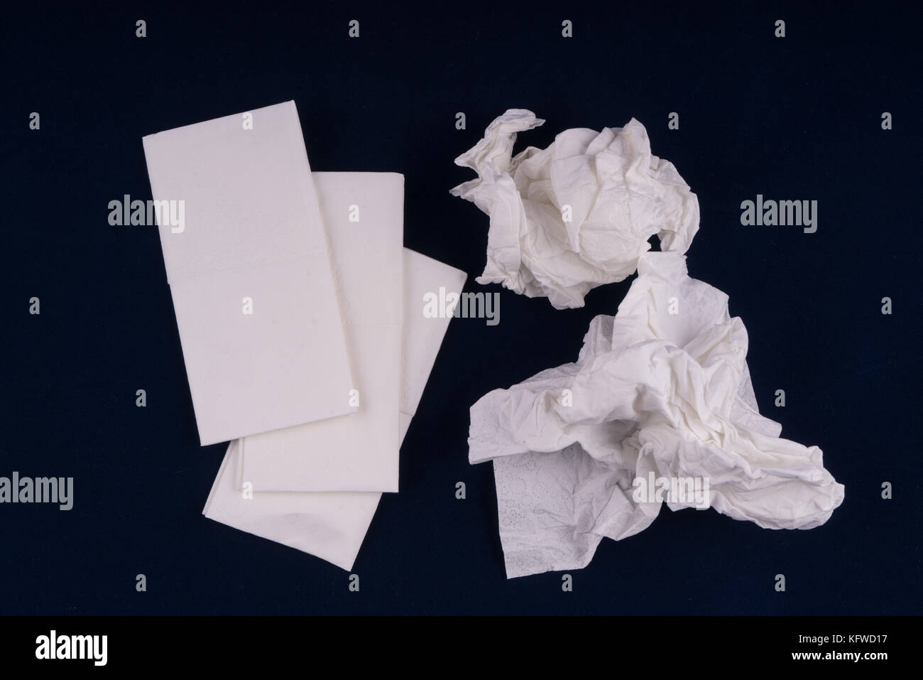 paper handkerchiefs used on the table Stock Photo