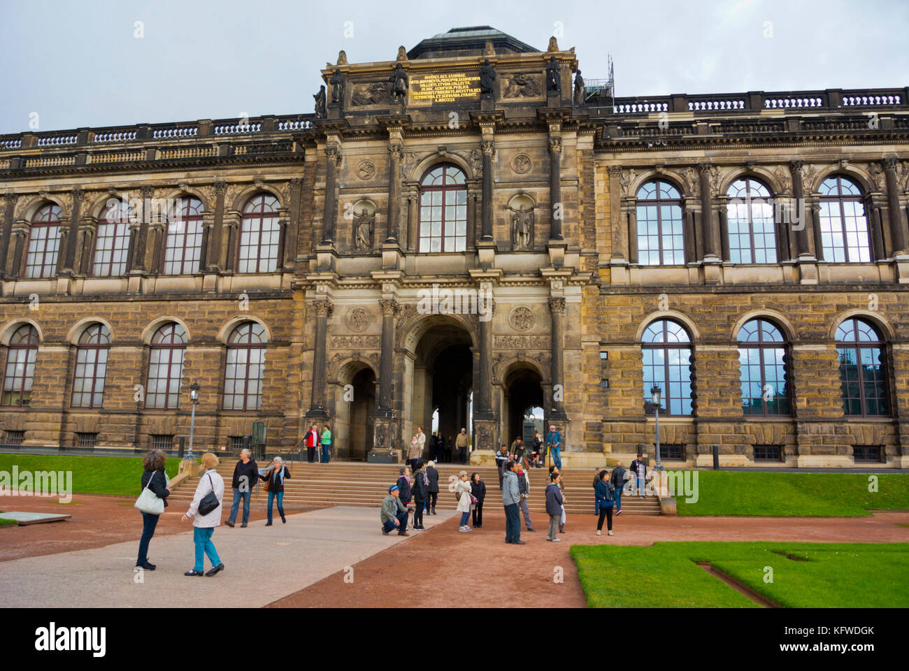 Gate to Theaterplatz, with Alte Meister art museum, Zwinger, Dresden, Saxony, Germany Stock Photo