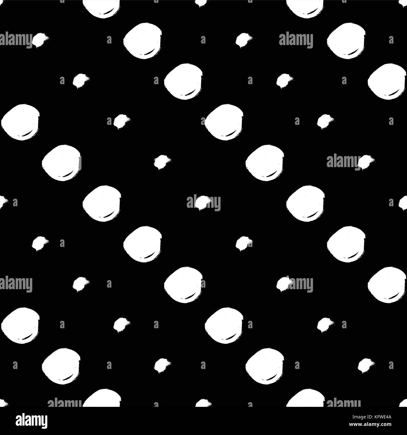 Vector seamless pattern. Black and white round brush strokes. Grungy ...