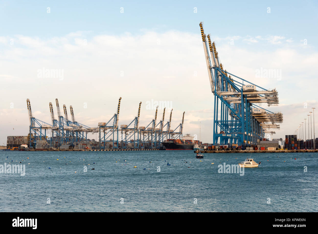 Malta Freeport showing the cranes at the container terminal and