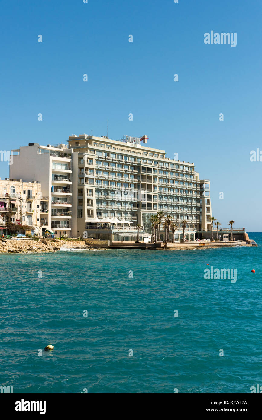 The Cavalieri Art Hotel at St Julians Bay Malta Stock Photo