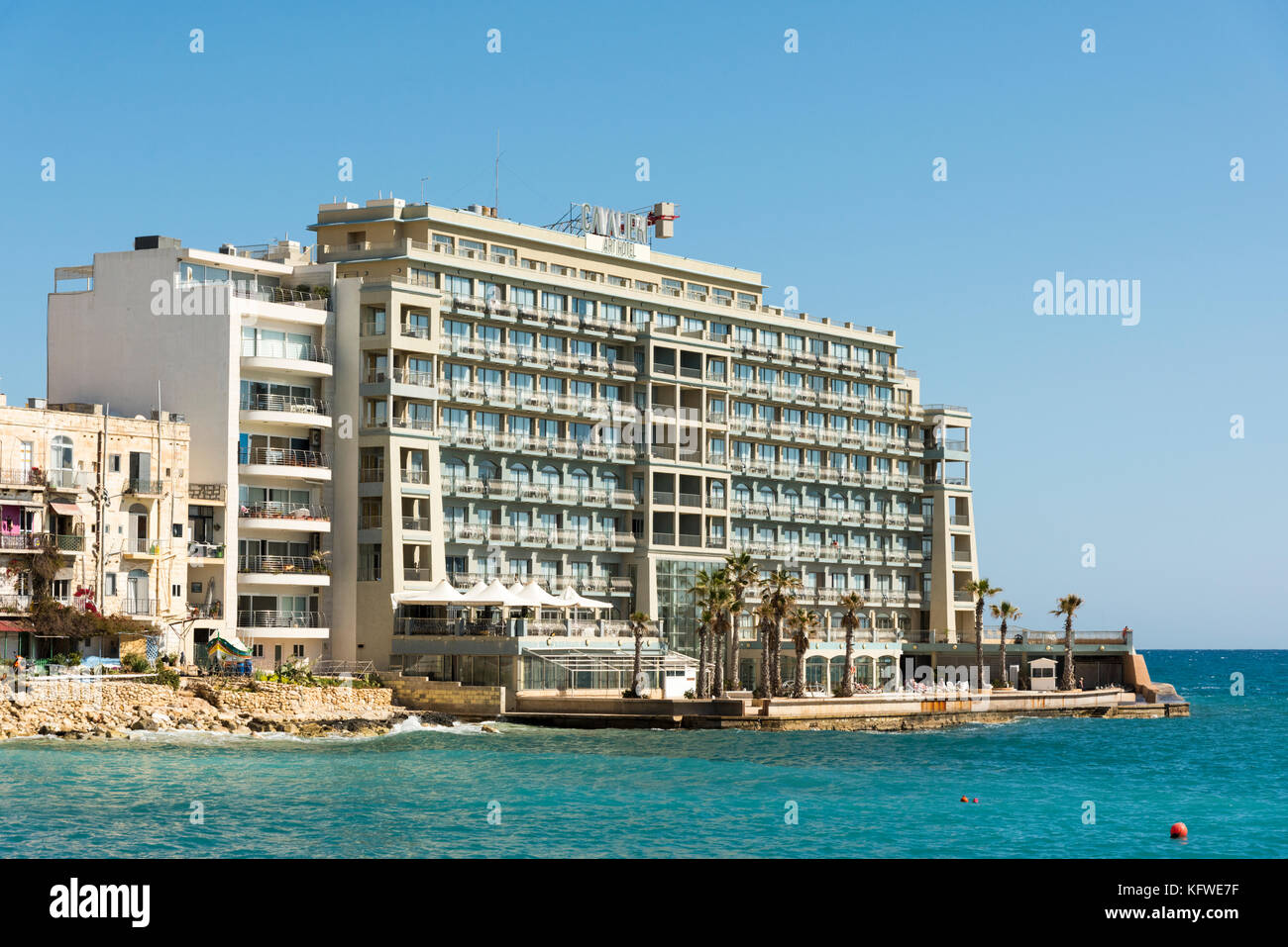 The Cavalieri Art Hotel at St Julians Bay Malta Stock Photo