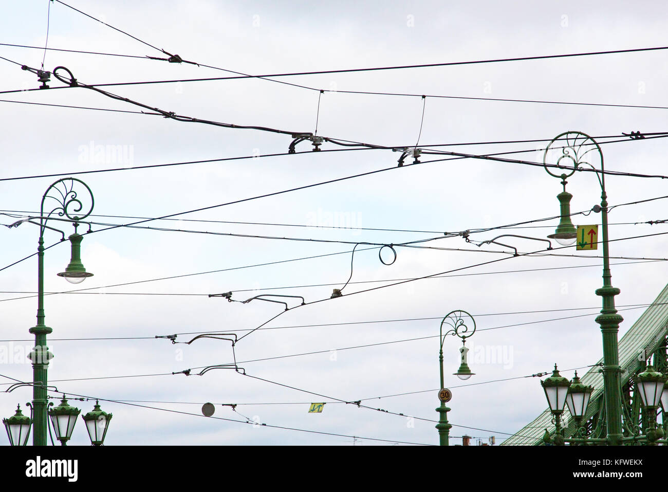 Street Lamps and Tram Wires in Budapest, Hungary Stock Photo - Alamy