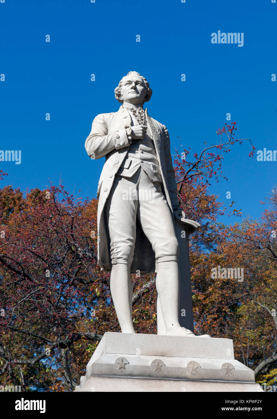 Statue of Alexander Hamilton (1755-1804) in Central Park, New York City, NY, USA Stock Photo