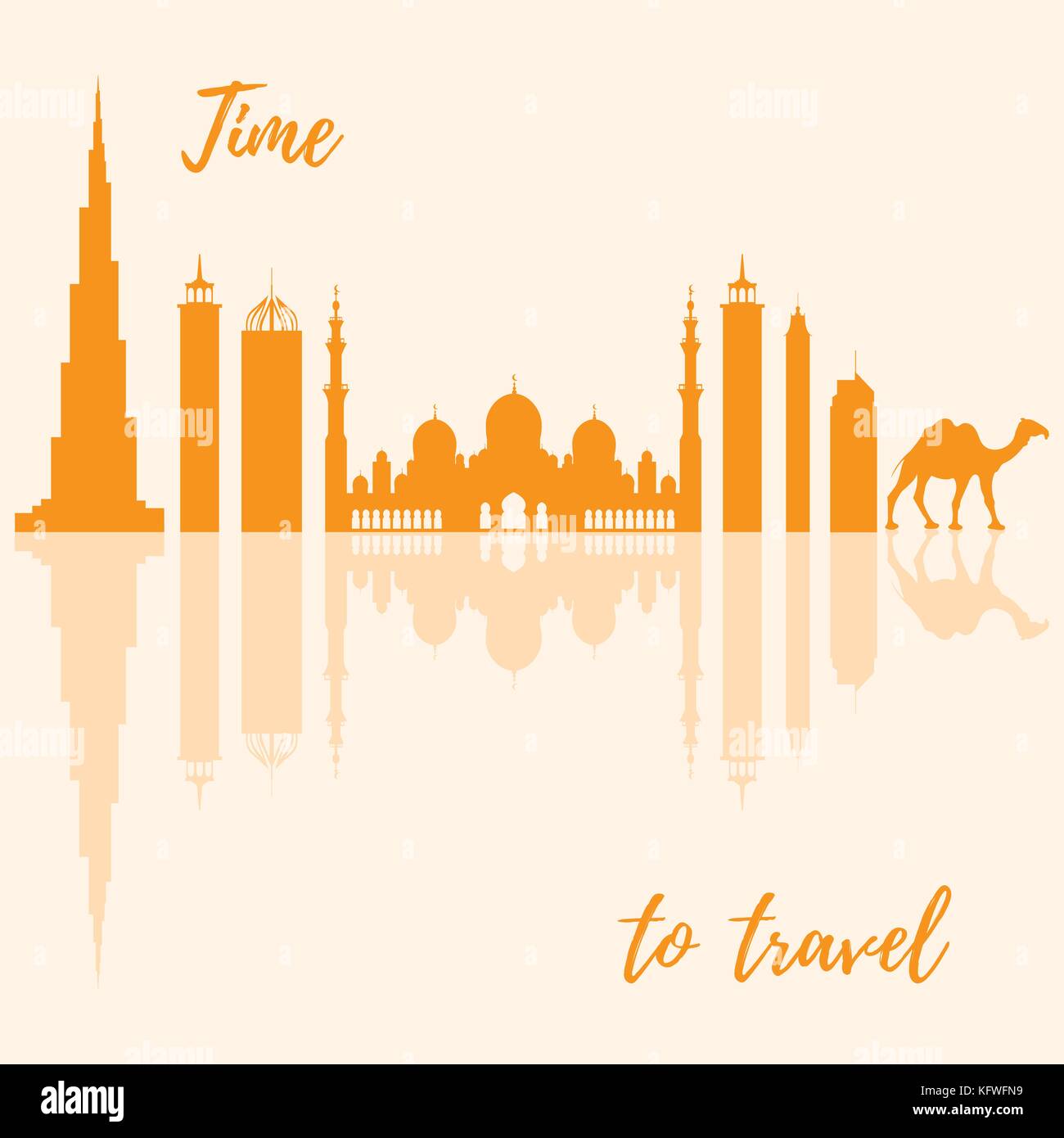 Vector illustration of United Arab Emirates skyscrapers silhouette and