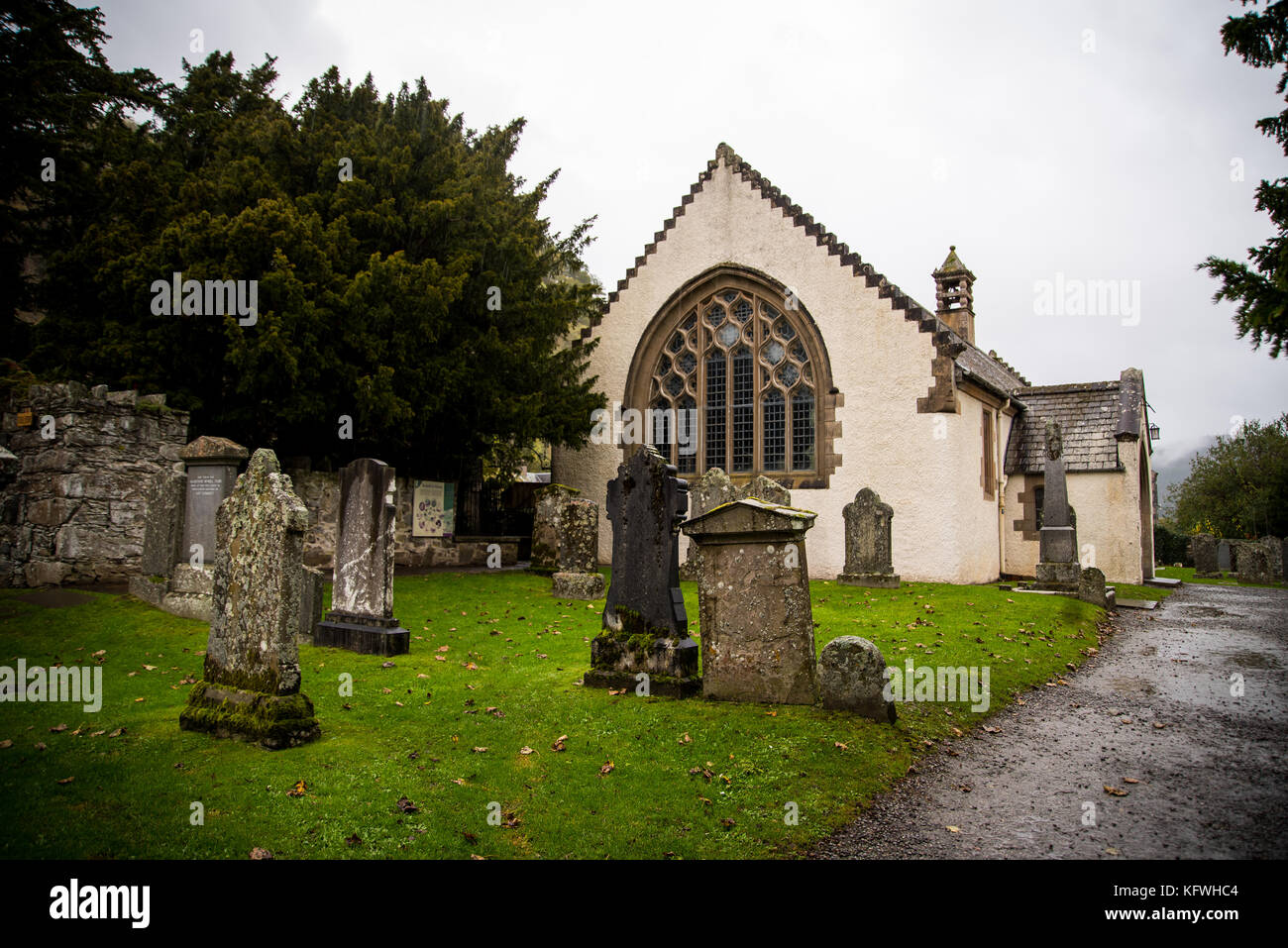 Old church and cemetery in Perthshire countryside Stock Photo