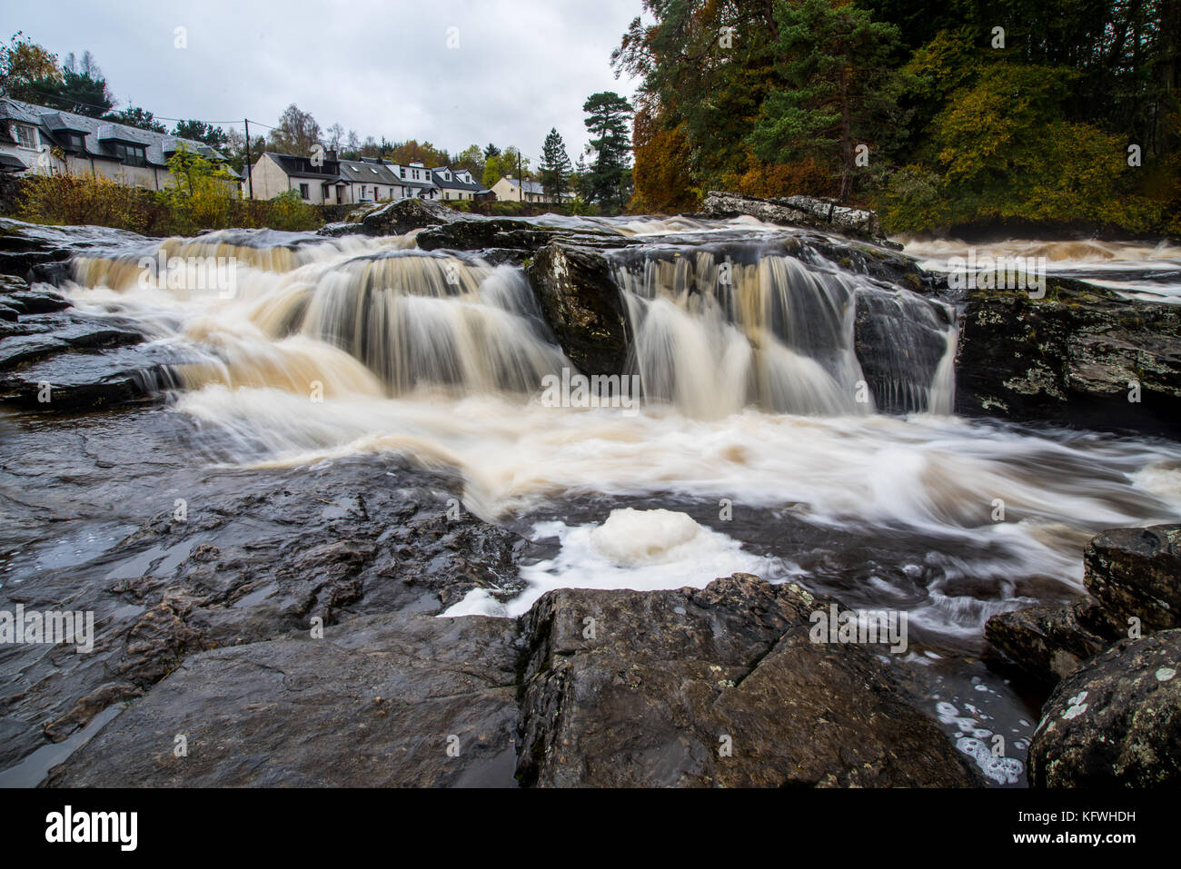 Falls of Dochart in Killin Scotland blurry water cascades Stock Photo