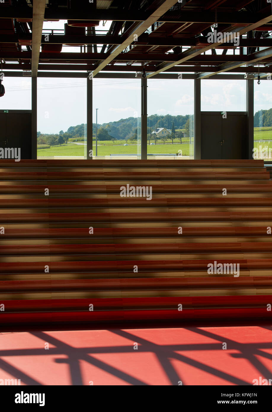 Multifunctional event space with incoming sunlight. Carmen Würth Forum, Künzelsau-Gaisbach, Germany. Architect: David Chipperfield Architects Ltd, 201 Stock Photo