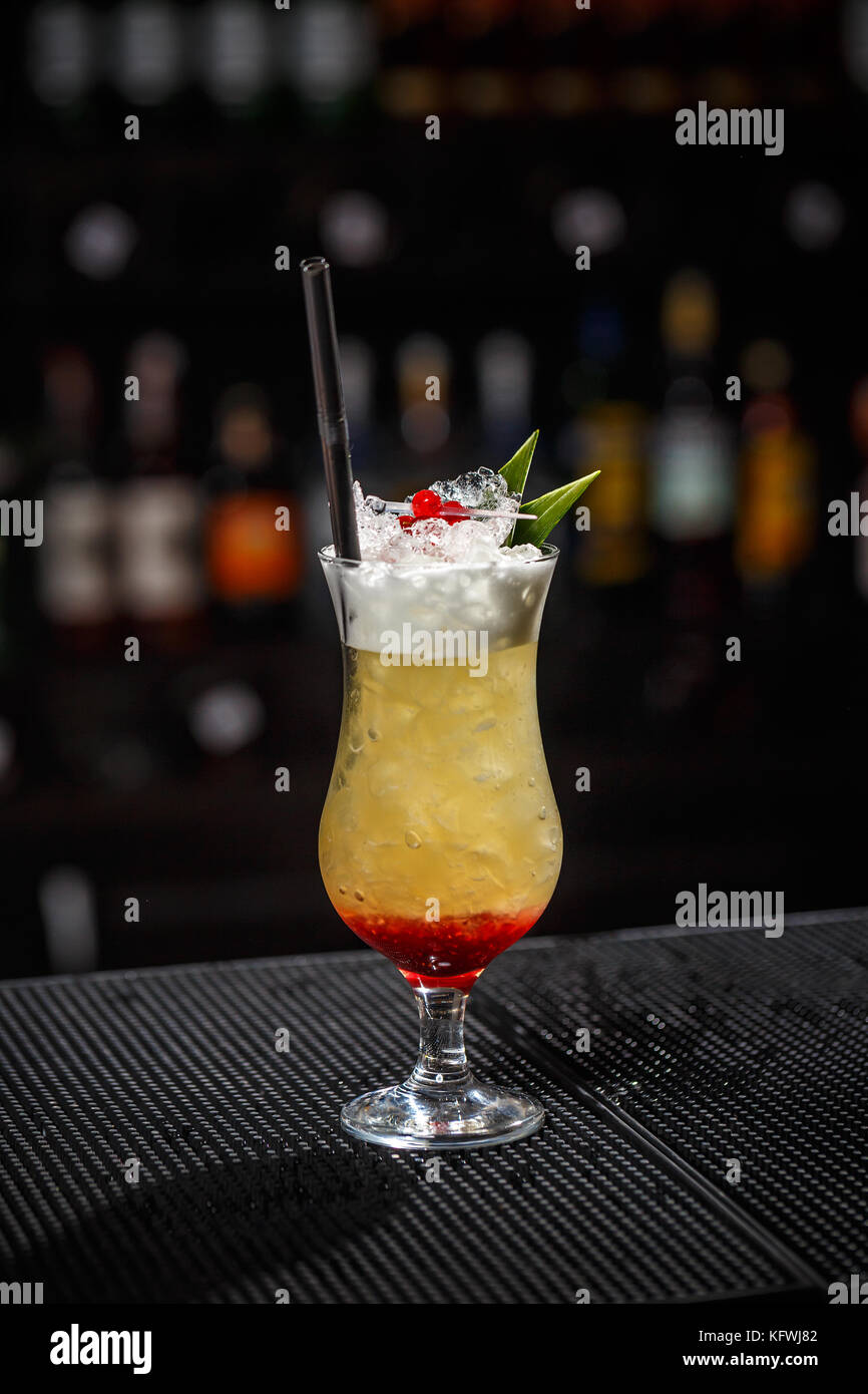 Alcoholic, nonalcoholic drinkbeverage at the bar counter in the night